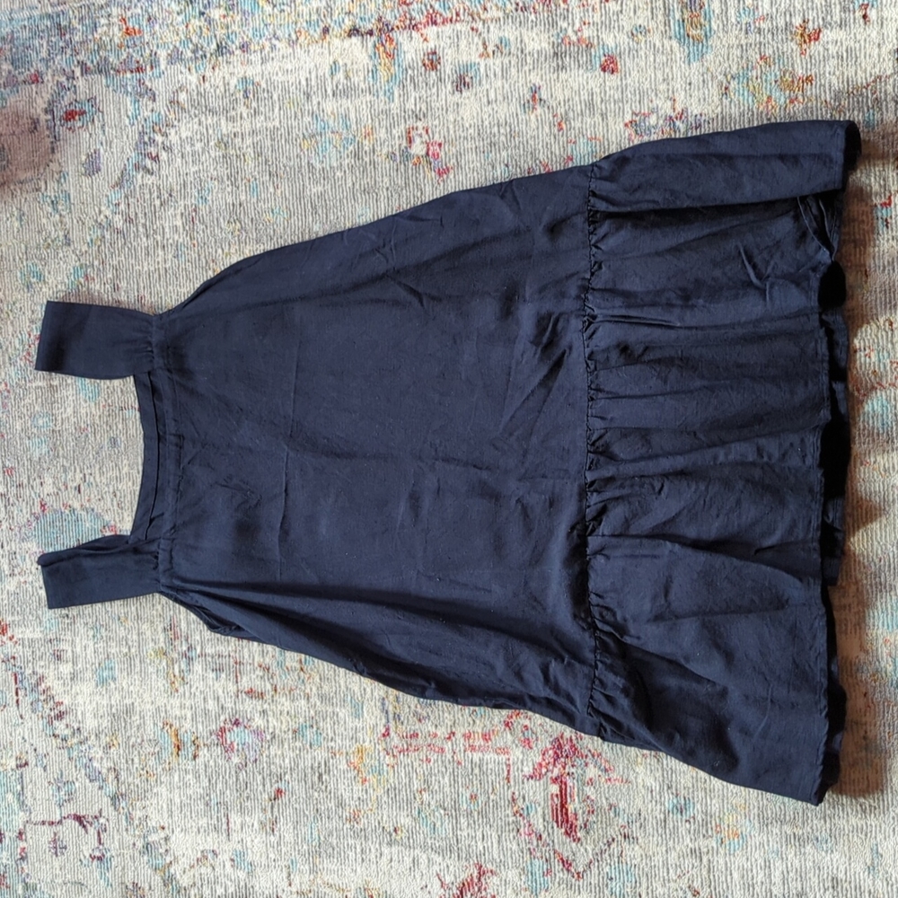 LOFT dark navy linen blend shift dress
